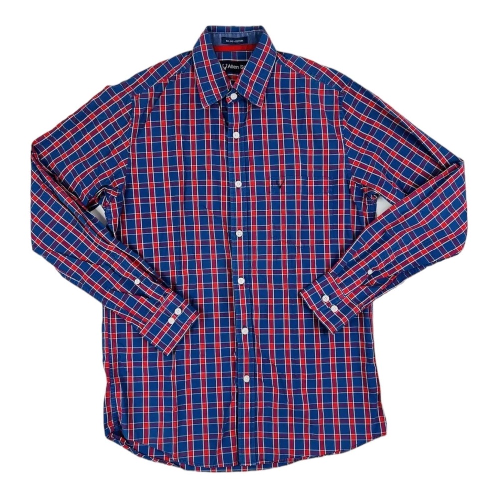 Allen Solly Red White & Blue Plaid 60's Giza Cotton Button Up Mens‎ Size 39
